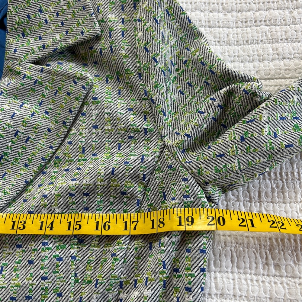 CAbi Women's Presentations Blue&Green Textured Blazer Size M 90s Bold Colors - Picture 7 of 11